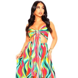 Fashion Nova All the Colors Pants Set NWT